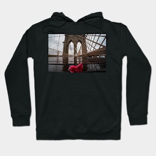 Rainy Day on the Brooklyn Bridge Brooklyn New York Tulip Petals Hoodie